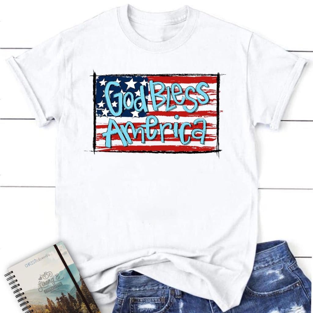 God Bless America Flag Women’s T-shirt White / S