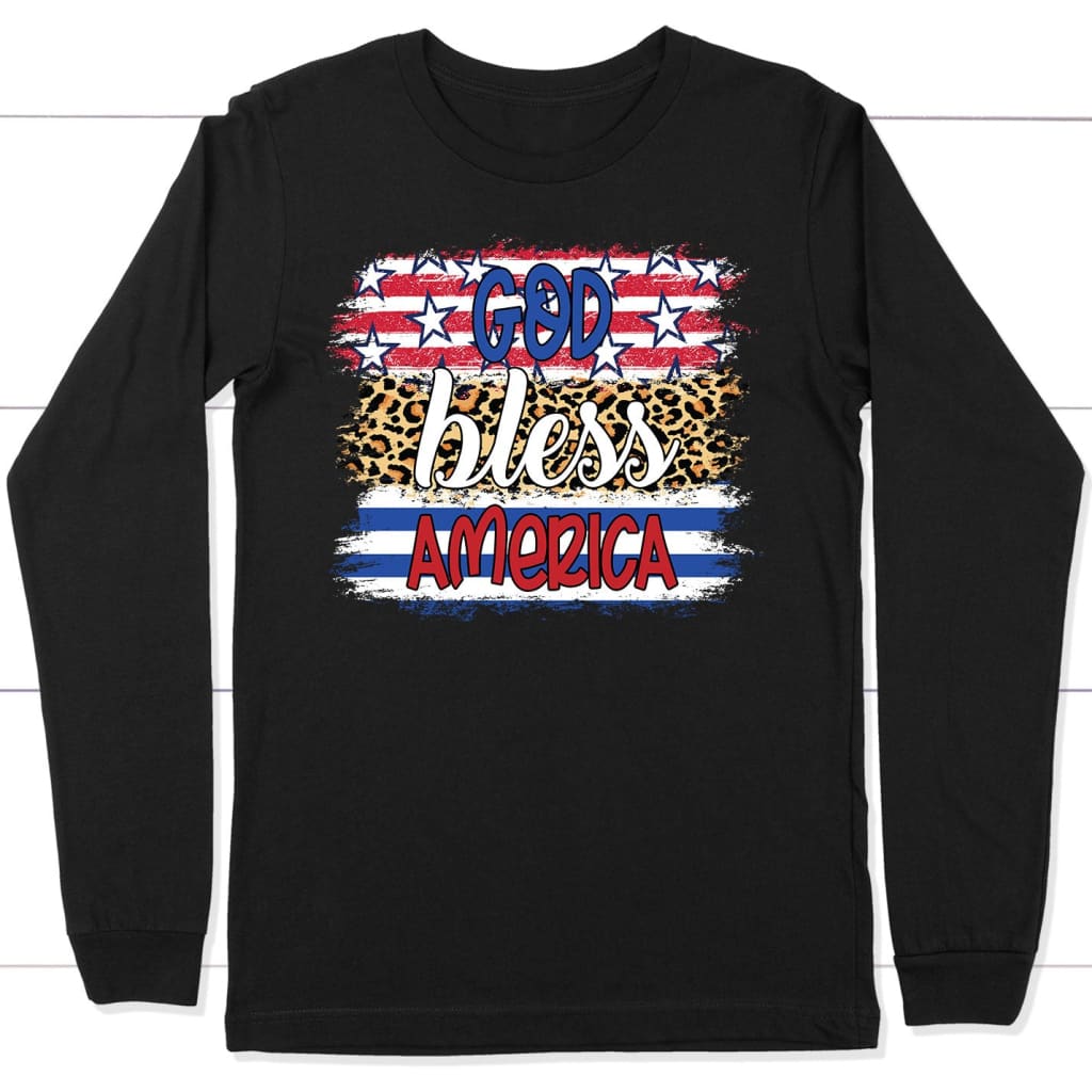 God Bless America Leopard Long Sleeve Shirt Black / S