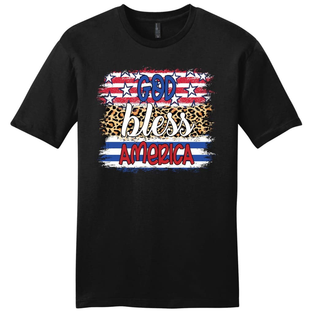 God Bless America Leopard Men’s T-shirt Black / S
