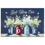 God Bless Our Home Butterflies and Flowers in Vases Wall Art Canvas