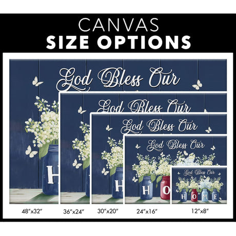 God Bless Our Home Butterflies and Flowers in Vases Wall Art Canvas