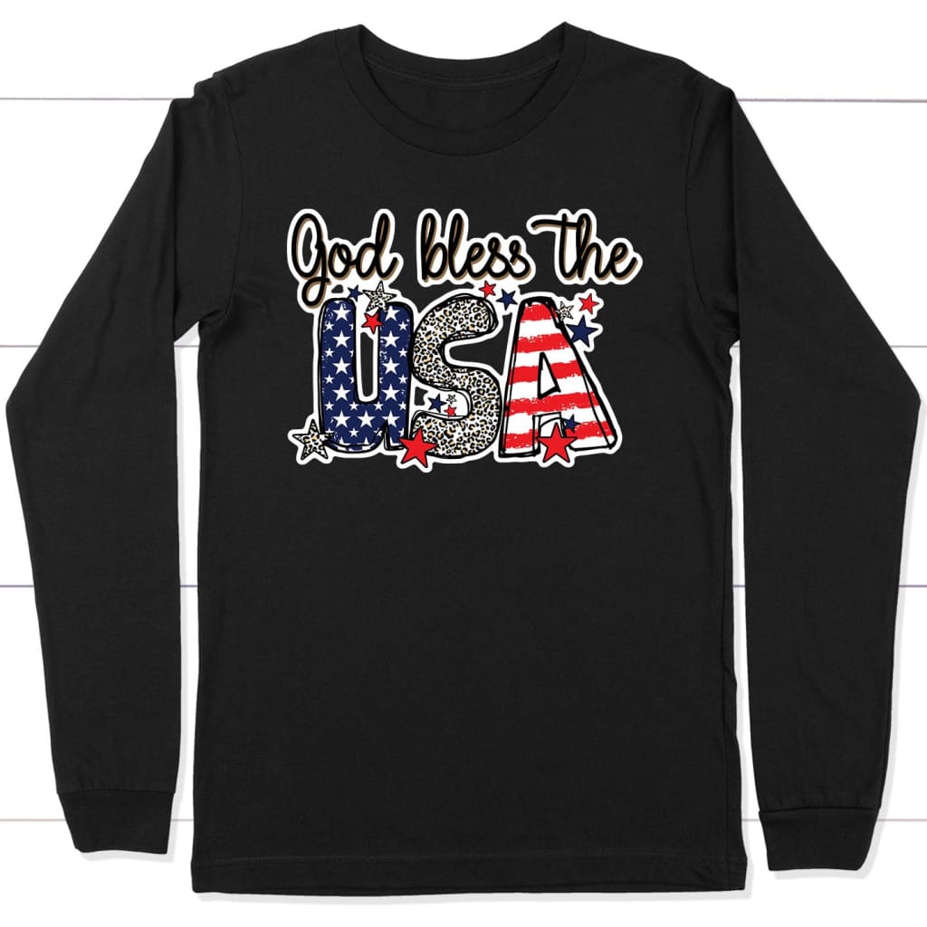 God bless the USA long sleeve shirt Black / S