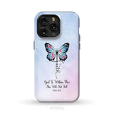 God is Within Her She Will Not Fall Faith Cross Butterfly Christian Phone Case iPhone 15 Pro Max / Tough Case
