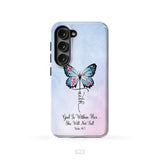 God is Within Her She Will Not Fall Faith Cross Butterfly Christian Phone Case Samsung Galaxy S23 (Not for S23 FE)