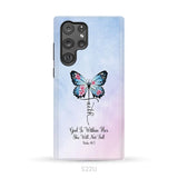 God is Within Her She Will Not Fall Faith Cross Butterfly Christian Phone Case Samsung Galaxy S22 Ultra / Tough Case