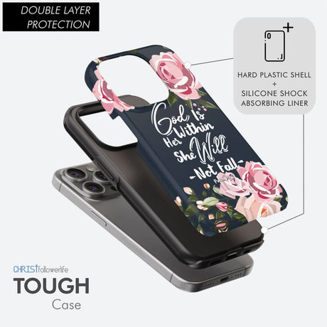 God is within her she will not fall Psalm 46:5 bible verse phone case
