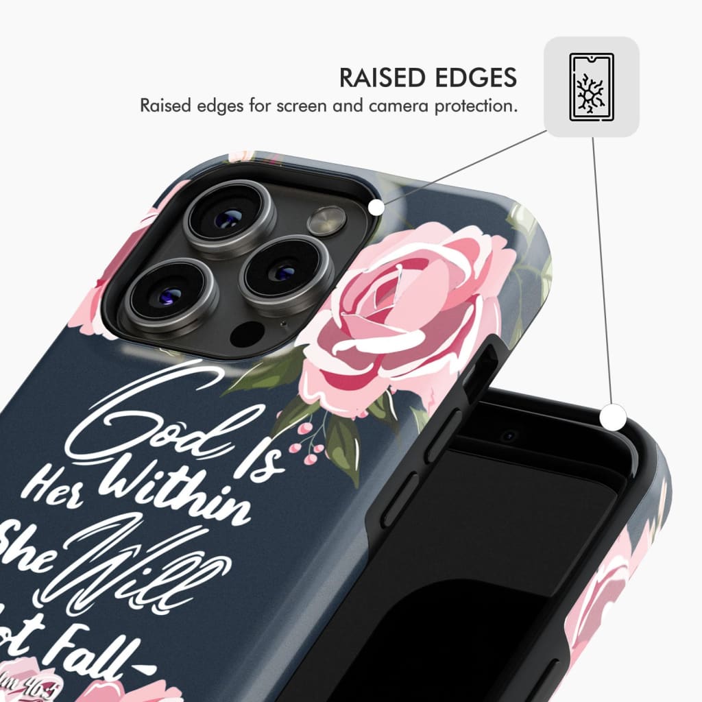 God is within her she will not fall Psalm 46:5 bible verse phone case