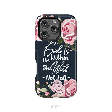 God is within her she will not fall Psalm 46:5 bible verse phone case iPhone 16 Pro / Tough Case