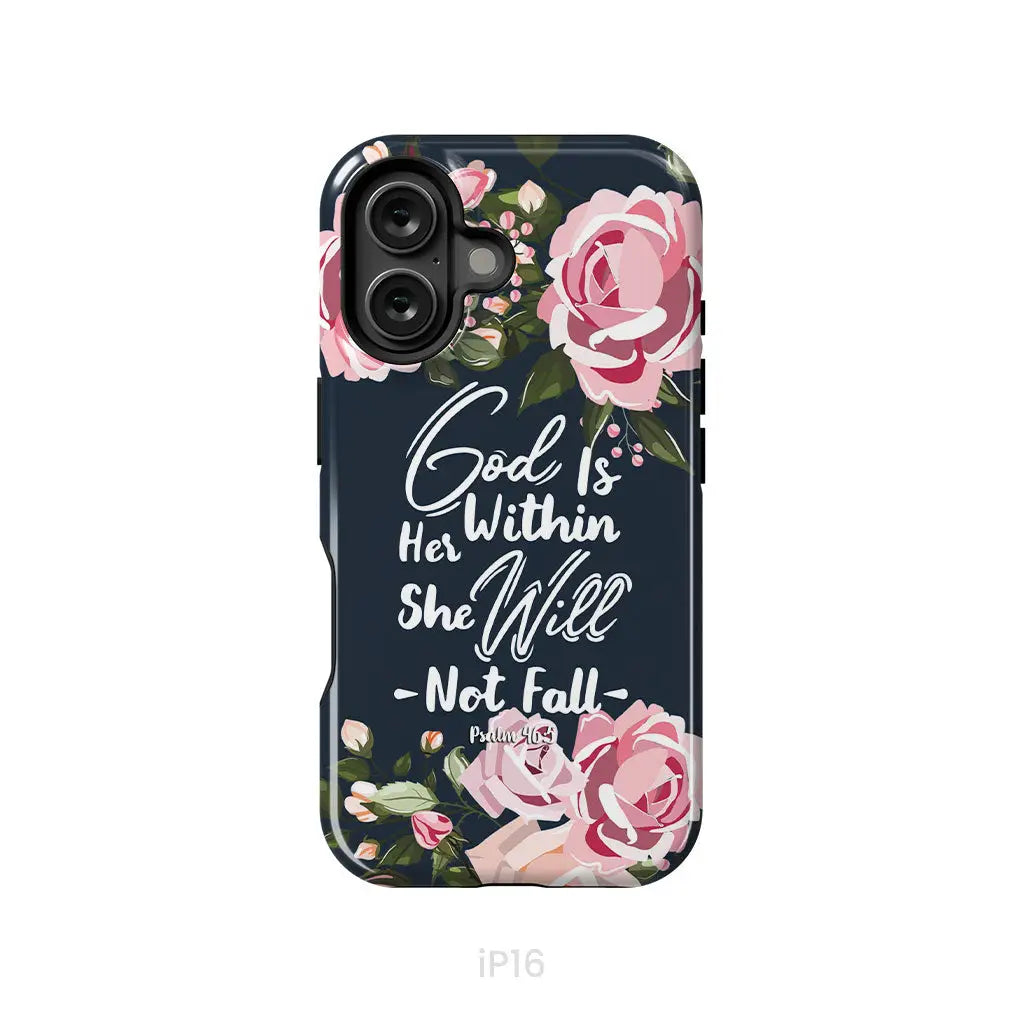 God is within her she will not fall Psalm 46:5 bible verse phone case iPhone 16 / Tough Case