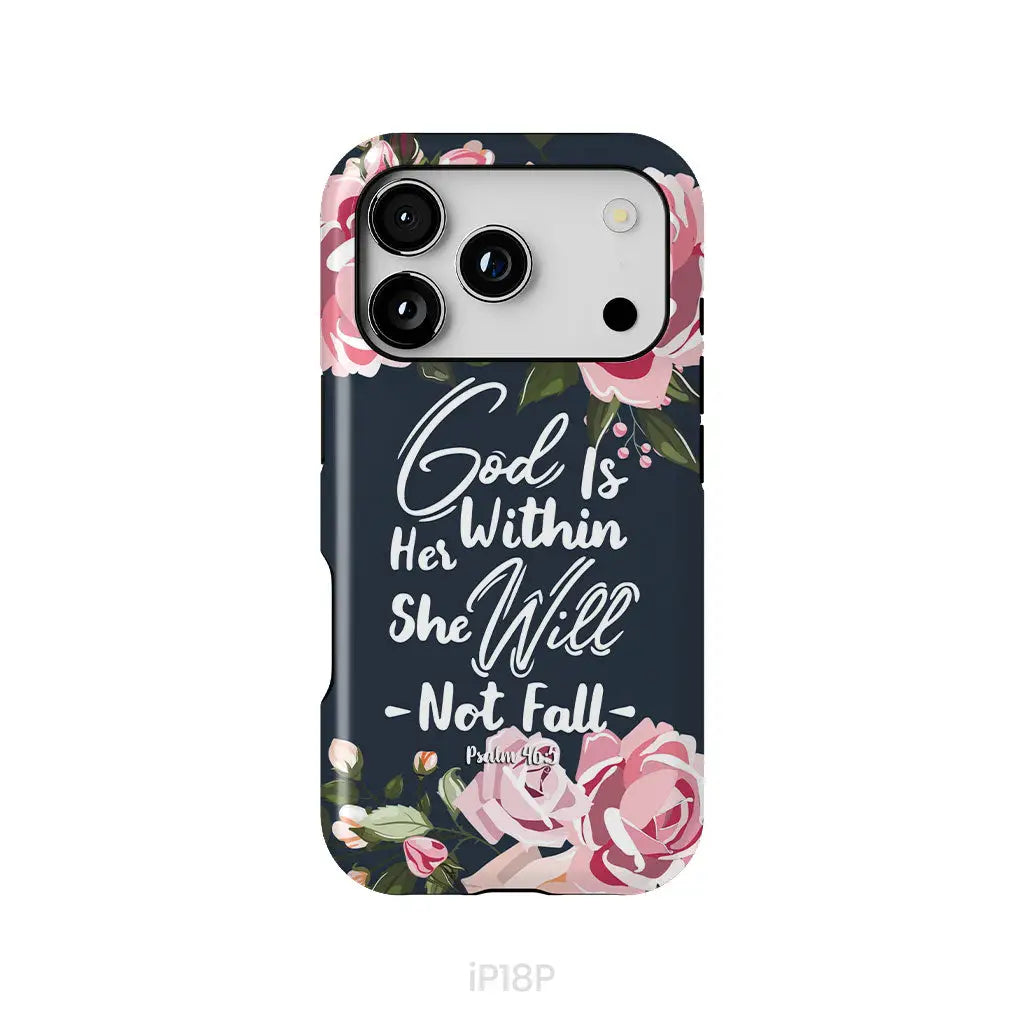 God is within her she will not fall Psalm 46:5 bible verse phone case iPhone 18 Pro / Tough Case