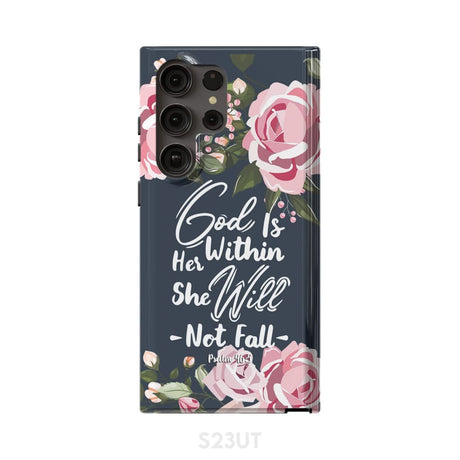 God is within her she will not fall Psalm 46:5 bible verse phone case Samsung Galaxy S23 Ultra / Tough