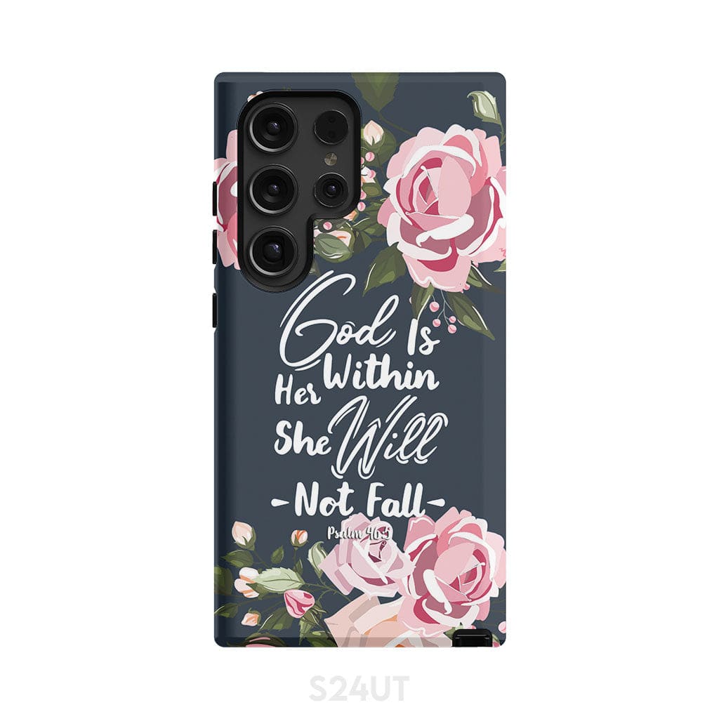 God is within her she will not fall Psalm 46:5 bible verse phone case Samsung Galaxy S24 Ultra / Tough