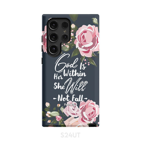 God is within her she will not fall Psalm 46:5 bible verse phone case Samsung Galaxy S24 Ultra / Tough