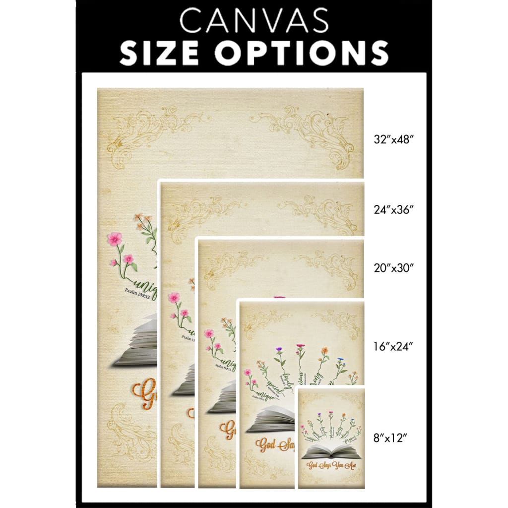 God Says You Are Flowers Wall Art Canvas Size Options