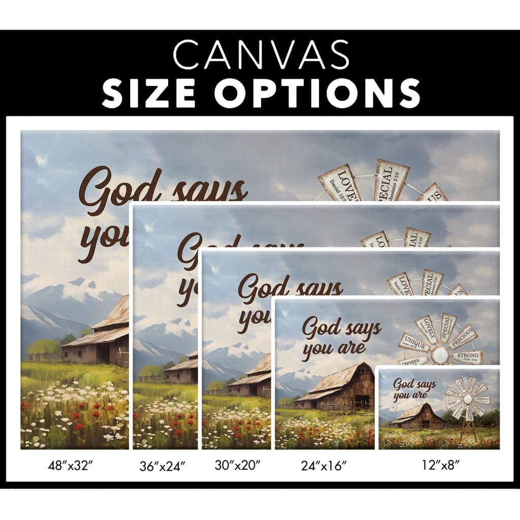 God Says You Are Canvas Wall Art, Farmhouse Windmill Christian Wall ...