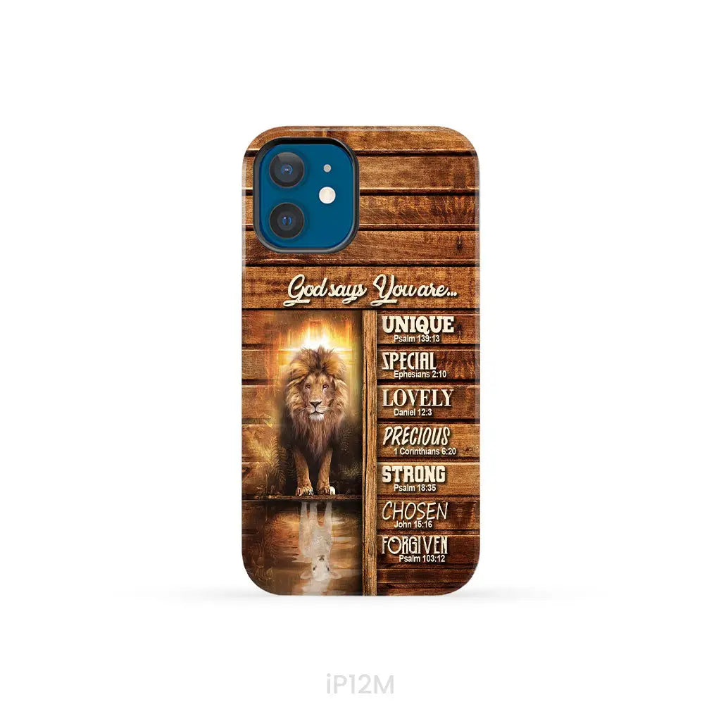 God says you are Lion and Lamb phone case - Christian phone cases iPhone 12 Mini / Tough Case