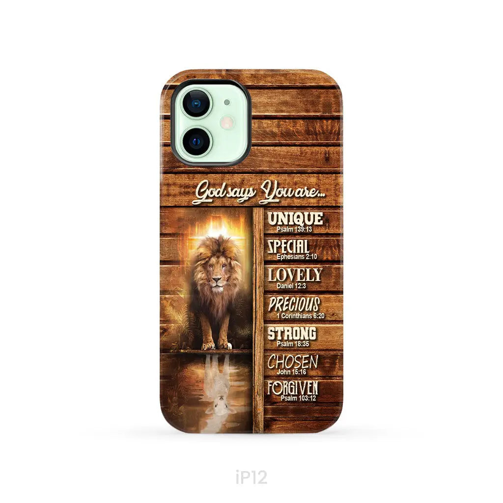 God says you are Lion and Lamb phone case - Christian phone cases iPhone 12 / Tough Case