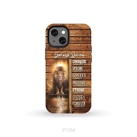 God says you are Lion and Lamb phone case - Christian phone cases iPhone 13 Mini / Tough Case