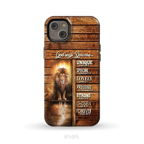 God says you are Lion and Lamb phone case - Christian phone cases iPhone 14 Plus / Tough Case