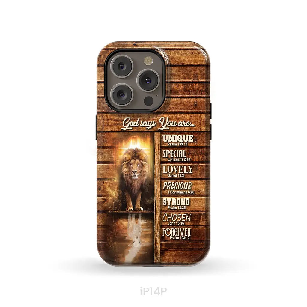 God says you are Lion and Lamb phone case - Christian phone cases iPhone 14 Pro / Tough Case