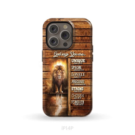 God says you are Lion and Lamb phone case - Christian phone cases iPhone 14 Pro / Tough Case