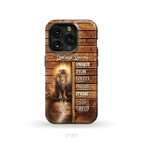 God says you are Lion and Lamb phone case - Christian phone cases iPhone 15 Pro / Tough Case