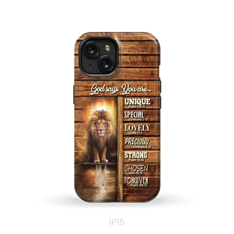 God says you are Lion and Lamb phone case - Christian phone cases iPhone 15 / Tough Case