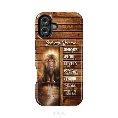 God says you are Lion and Lamb phone case - Christian phone cases iPhone 16 Plus / Tough Case