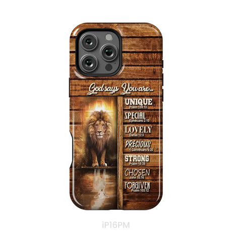 God says you are Lion and Lamb phone case - Christian phone cases iPhone 16 Pro Max / Tough Case