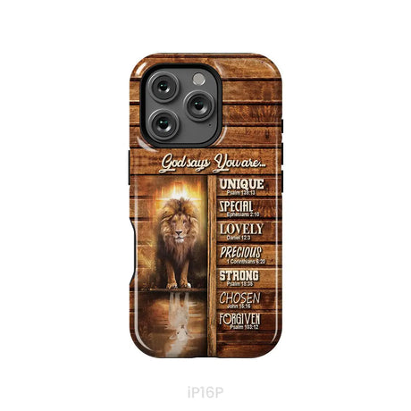 God says you are Lion and Lamb phone case - Christian phone cases iPhone 16 Pro / Tough Case