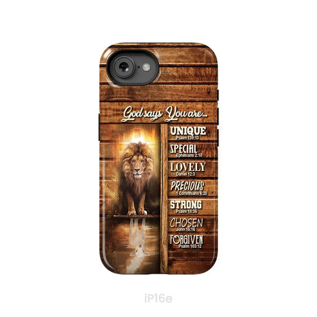 God says you are Lion and Lamb phone case - Christian phone cases iPhone 16e / Tough Case