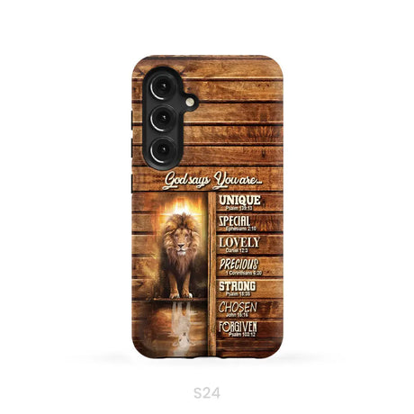 God says you are Lion and Lamb phone case - Christian phone cases Samsung Galaxy S24 / Tough Case