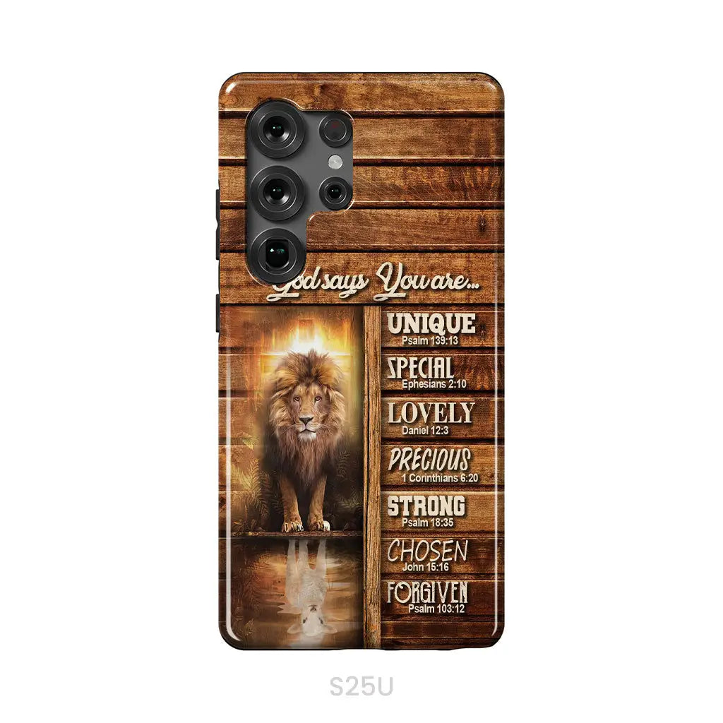 God says you are Lion and Lamb phone case - Christian phone cases Samsung Galaxy S25 Ultra / Tough Case