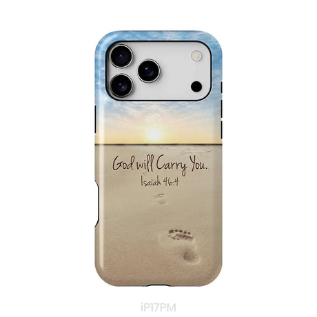 God will carry you Isaiah 46:4 Bible verse phone case
