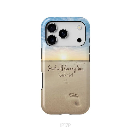 God will carry you Isaiah 46:4 Bible verse phone case