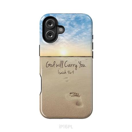 God will carry you Isaiah 46:4 Bible verse phone case iPhone 16 Plus / Tough Case