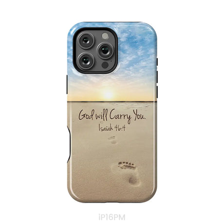 God will carry you Isaiah 46:4 Bible verse phone case iPhone 16 Pro Max / Tough Case