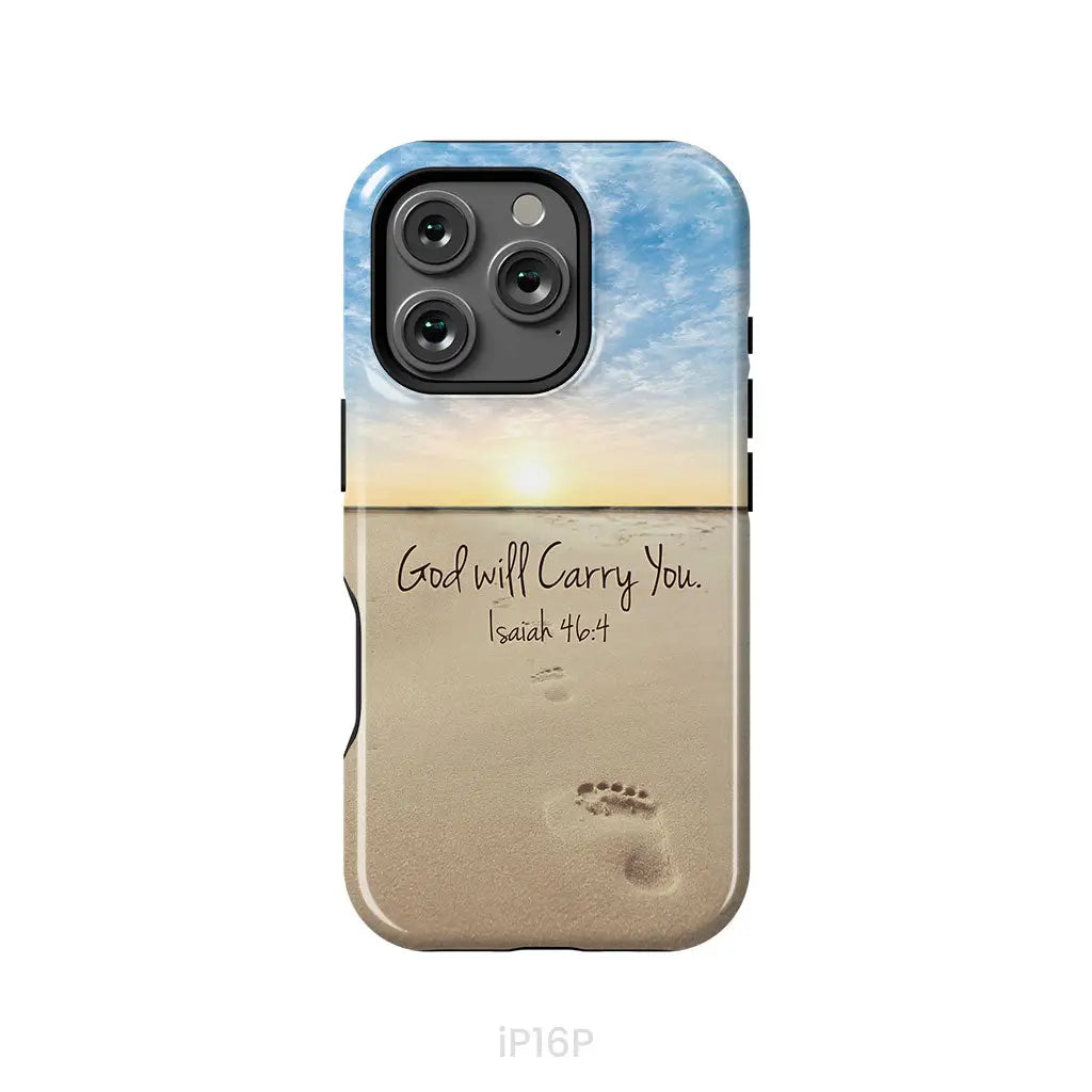 God will carry you Isaiah 46:4 Bible verse phone case iPhone 16 Pro / Tough Case