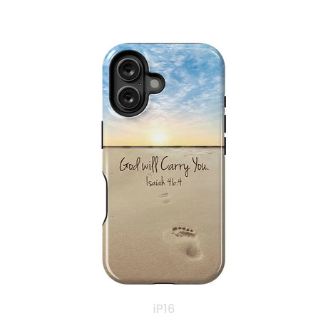 God will carry you Isaiah 46:4 Bible verse phone case iPhone 16 / Tough Case