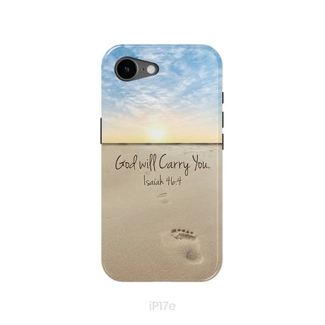 God will carry you Isaiah 46:4 Bible verse phone case iPhone 17e / Tough Case