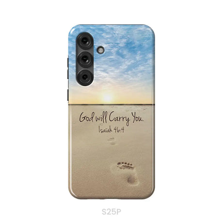God will carry you Isaiah 46:4 Bible verse phone case Samsung Galaxy S25 Plus / Tough Case