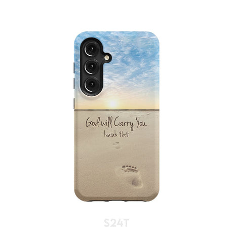 God will carry you Isaiah 46:4 Bible verse phone case Samsung Galaxy S24 / Tough