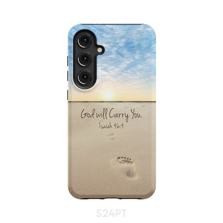 God will carry you Isaiah 46:4 Bible verse phone case Samsung Galaxy S24 Plus / Tough