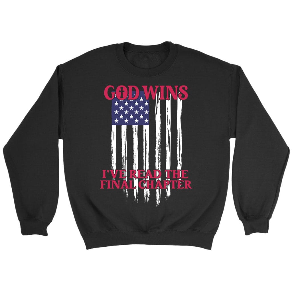 God wins american flag sweatshirt Black / S