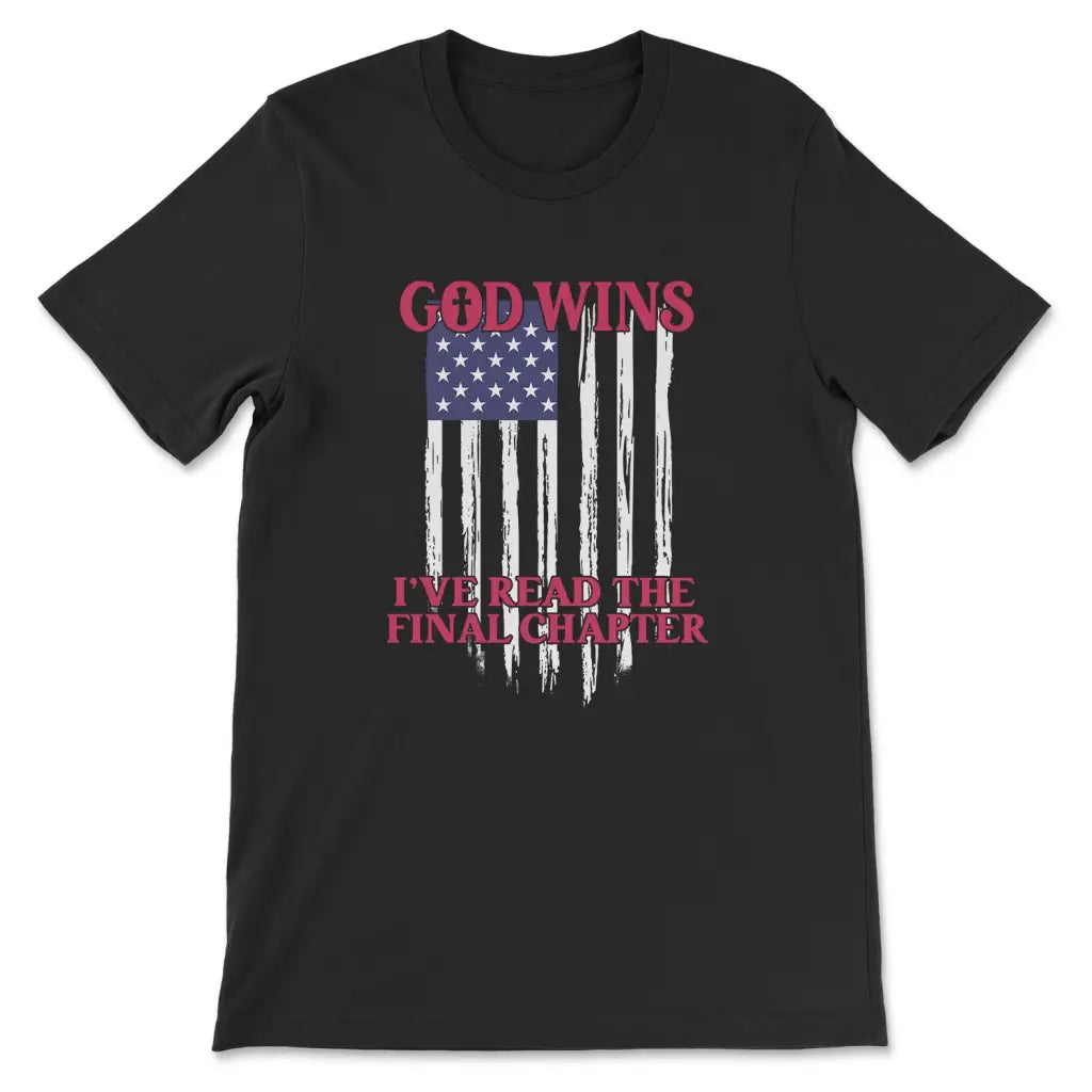 God wins American flag t-shirt Black / S