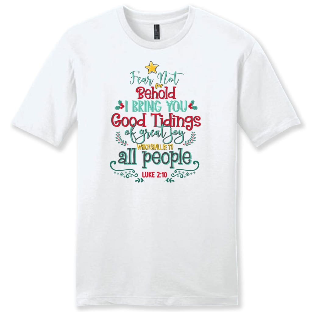 Good tidings of great joy men’s Christmas Christian t-shirt White / S