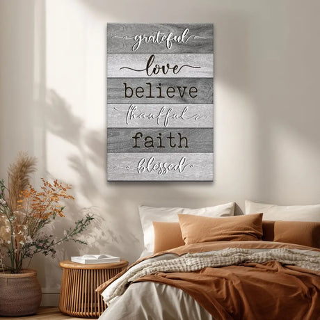 Inspirational Christian wall décor with faith-filled words, perfect gift for birthdays or encouragement.