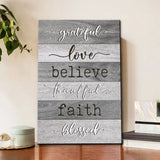 Grateful Love Believe Thankful Faith Blessed Wall Art Canvas Christian Wall Decor