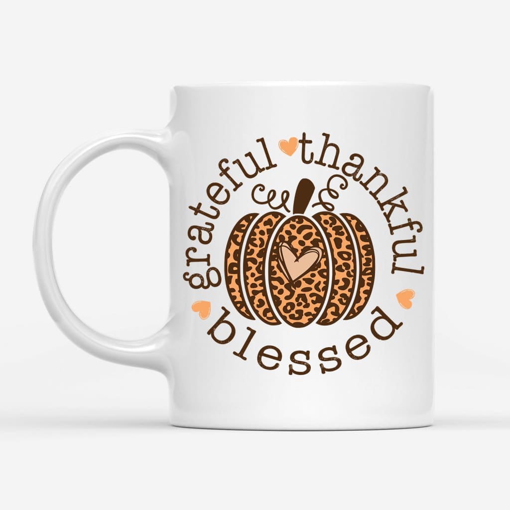 Grateful Thankful Blessed Leopard Pumpkin Coffee Mug