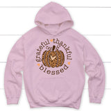 Grateful Thankful Blessed Leopard Pumpkin Hoodie Light Pink / S